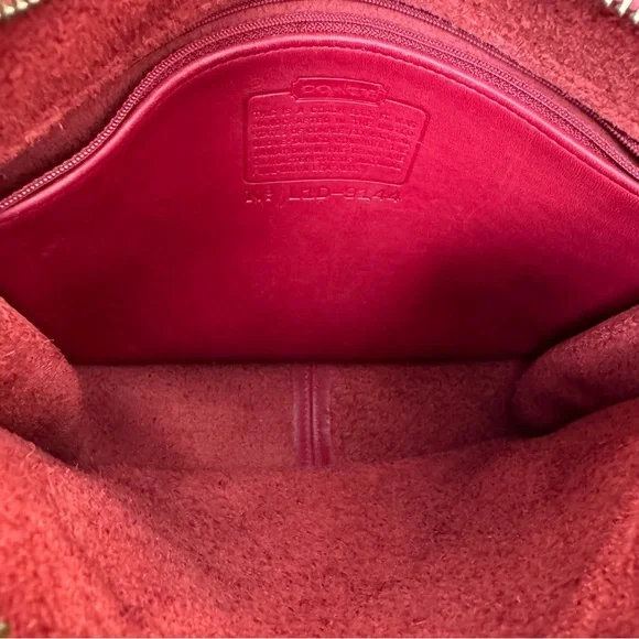 Rare Coach Vintage Red Leather Flap Bag Messenger Y2K Shoulder Bag Crossbody - Picture 13 of 17